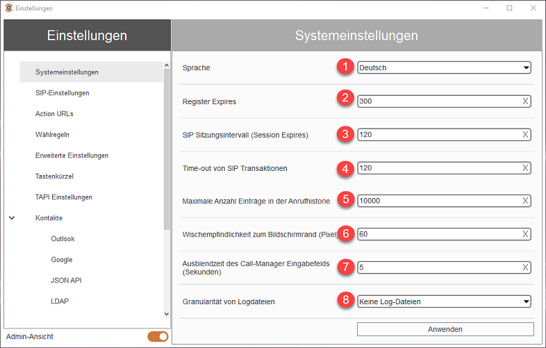 adminsystemeinstellungen